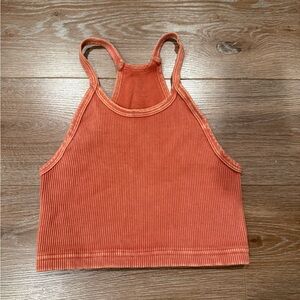 Free People Movement Happiness Runs Rust Orange Ribbed Crop Tank Top - Size XS/S